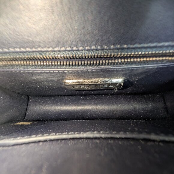 Chanel Blue and Grey Patchwork Lizard Skin Box Bag - Picture 11 of 16